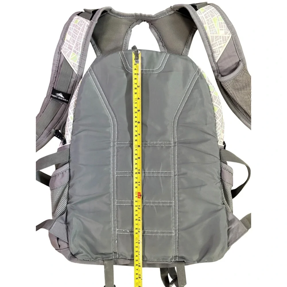 High Sierra Gray Map Print Multi Pocket Hiking Travel Backpack